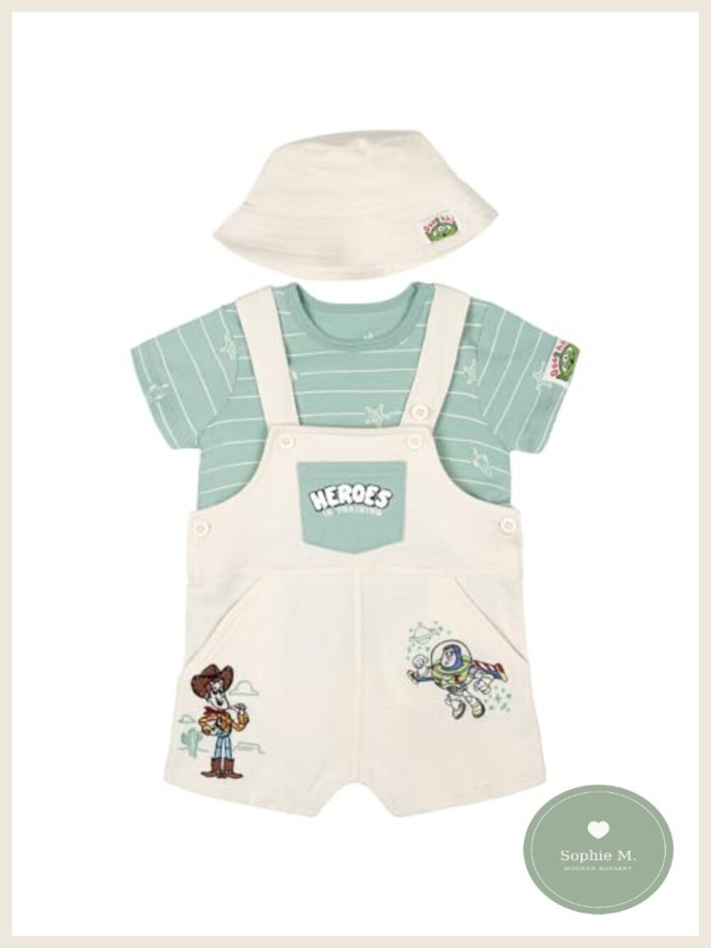 Infant Boys 3-Piece Outfit Set Shortall Tee Bucket Hat Short Sleeve Cotton Blend